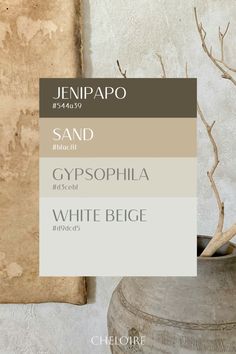 the color scheme for sand and gypophia white begge is shown in three different shades