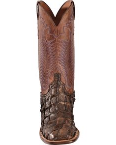 Lucchese Handmade Chocolate Brown Brooks Pirarucu Cowboy Boots - Square Toe , Chocolate Brown Leather Boots With Crocodile Pattern, Western Leather Boots With Crocodile Pattern, Fitted Brown Boots With Leather Sole, Brown Crocodile Pattern Snip Toe Boots, Brown Square Toe Boots With Leather Sole, Brown Snip Toe Boots With Leather Lining, Brown Leather Lined Snip Toe Boots, Cowboy Boots Square Toe, Lucchese Boots