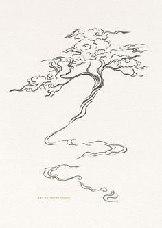 Tree Inspired Tattoos, Nature Tattoos Ideas, Forest Design Tattoo, Lotus Tree Tattoo, Simplistic Tree Tattoo, Unique Tattoo Designs Women, Japanese Art Tattoo Women, Cherry Blossom Tattoo Sketch, Big Tattoo Designs Drawings