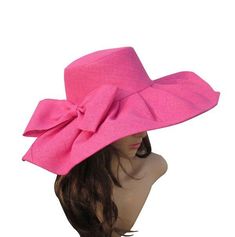 Floppy Wide Brim Linen Sun Hat with Bow-Hats-Innovato Design-Hot Pink-Innovato Design Types Of Hats For Women, Derby Time, Leotard Fashion, Hat Wedding, Wedding Church, Fedora Hat Women, Fashion Petite, Linen Summer, Wide Brim Sun Hat