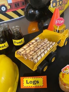 a construction themed birthday party with lots of food