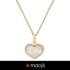 in stock 14k Gold White Heart Necklace For Valentine's Day, White 14k Gold Heart Necklace For Valentine's Day, White Macy's Jewelry As A Gift, Macy's White Jewelry As A Gift, Macy's Heart Charm Necklace, Macy's White Jewelry Gift, Valentine's Day White Heart Necklace In 14k Gold, Valentine's Day 14k Gold White Heart Necklace, Macy's Jewelry With Heart Charm