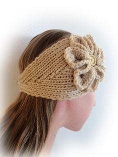 Knitted Headband with Big Flower. 44 Colors. Ear Warmer. Head wrap. Hairband. Warm Accessory for Wom Knitted Yarn Headband, One Size, Knitted Yarn Headband, Knitted Yarn Headband One Size Fits Most, Knitted Yarn Headband One Size, Handmade Yarn Headband As Gift, Handmade Yarn Headband One Size, Adjustable Yarn Headband, One Size Knitted Headband, Knitted One Size Headband