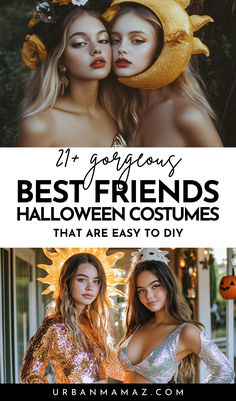 Best Friend Halloween Costumes Sister Duo Costume Ideas, Women Friends Halloween Costumes, Best Friend Diy Costumes, Halloween Costumes Sisters Women, Unique Bestie Halloween Costumes, Friends Couple Costumes, Friend Couple Costumes, Unique Best Friend Halloween Costumes, Pretty Costumes For Women