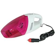 a pink and white steam iron on a white background