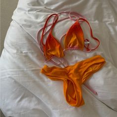 Terry Bikini Bottoms, Tried On Once But Never Worn. Us Size 4 Orange Yellow, Color Orange, Womens Swim, Bathing Suits, Topshop, Size 4, Swimming, Orange, Yellow