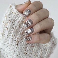 Sweater Nails, Snowflake Nails, Winter Nail Art, Winter Design