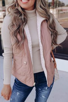 This reversible vest, available in two colors, combines the comfort of fleece lining with the stylish look of a quilted design. Made with 100% polyester, this vest is not only adorable, but also true to size. A must-have addition to any wardrobe. Plaid Shirt Women, Pink Vest, Pink Fleece, Casual Vest