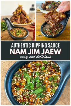 Nam jim jaew dipping sauce in a black spoon. Spicy Sauce Recipe, Thai Dipping Sauce, Thai Chili Sauce, Chili Sauce Recipe, Spicy Dipping Sauce, Pork Salad, Thai Sauce, Thai Chili