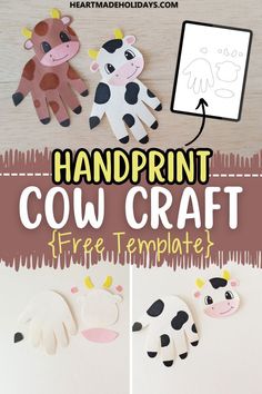 handprint cow craft for kids to make with the help of their mother and father