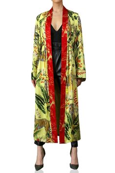 Elegant and Timeless, we can see why silk coats and Silk Duster and light weight silk jacket are designer Kyle X Shahida brand signature. This iteration is made of lustrous Viscose silk-satin and features an elongated, relaxed Kimono silhouette. Wear it loose or cinch the belted waist to define your figure. Fiber Content: 100% Cupro Care: Gentle hand wash only Sizes - S, M, L . Available Now Ship Out - We ship with in 2-3 Business days. Silk Duster, Summer Gowns, Luxury Robes, Robes For Women, Silk Coat, Kimono Design, Kimono Robes, Silk Kimono Robe, Printed Robe