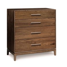 a wooden dresser with three drawers on it