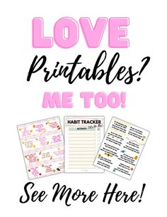 the love printables me too poster is shown in pink, black and white