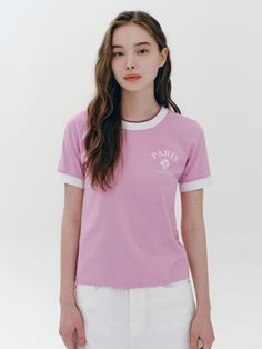 Composition : Exterior: 100% cotton Coloring: 100% polyesterColor : PK (pink)_38 (55), PK (pink)_40 (66)Country of Origin : KOREA Pink Cotton T-shirt For Spring, Casual Pink Cotton Top, Pink Cotton Tops With Letter Print, Pink Cotton Crew Neck Top, Basic Pink Tops With Graphic Print, Basic Pink Top With Letter Print, Pink Cotton Short Sleeve Tops, Pink Short Sleeve Cotton Tops, Logo T Shirt