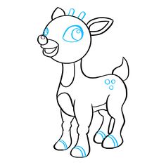 how to draw a baby deer with blue eyes