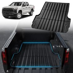 the back end of a pickup truck with its bed open