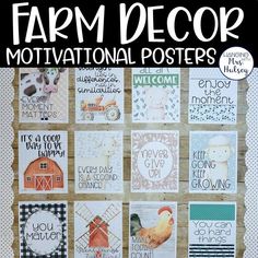 farm decor motivational posters are displayed on a wall