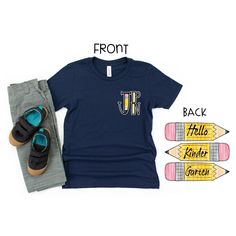 Send your little guy back to school in style! These shirts are personalized with the name of your choice. All designs are printed and pressed to order with our commercial grade equipment. Name, grade and year are optional. Please leave your requests in the personalization section. Shop more Back to School here: https://www.etsy.com/shop/mariecompany/?section_id=26702262 Join our VIP and save 10% here: https://www.facebook.com/groups/668860429981746/ Personalized T-shirt For Back To School, Personalized Tops With School Spirit For Back To School, Personalized Tops For Back To School With School Spirit, Personalized Tops For Back To School, Boy Monogram, First Day Of School Shirt, School Things, Clothing Essentials, School Shirts