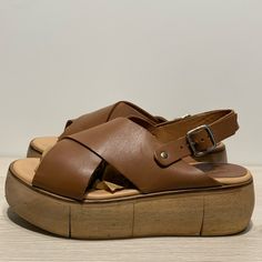 Paloma Barcelo Sling Back Platform Sandals Preowned Size Eu 38 R6 Paloma Barcelo, Sling Back, Paloma, Tan Brown, Platform Sandals, Women's Shoes Sandals, Shoes Sandals, Women Shoes, Sandals