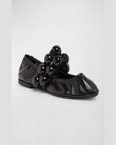 Find ALAÏA Bubble Strap Leather Ballerina Flats on Editorialist. ALAÏA soft leather ballerina flats embellished with bombé studs. Round toe. Elasted midvamp band. Leather lining. Rubber outsole. Made in Italy. Ballerina Flats, Soft Leather, Leather Straps, Bubbles, In Italy, Italy, Band, Leather