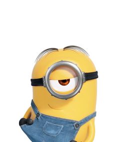 a yellow minion with big eyes and overalls