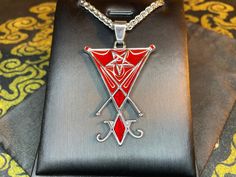 Check out the latest addition to #DarknessJewelry: Sigil of Lucifer Satanic Seal of Satan Pentagram Baphomet Stainless Steel Enamel Pendant Necklace Wiccan Occult Jewelry - https://rebrand.ly/3hf0cy5 #sigiloflucifer#pentagram #satanicjewelry #occultjewelry #wiccan Pentagram Baphomet, Gemstone Necklace Pendant, Rose Color, Gemstone Pendant, Pink Rose, Silver Color, Necklace Lengths