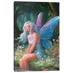 a painting of a fairy sitting on the ground