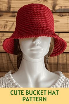 Cute & Easy Bucket Hat Crochet Pattern PDF Crochet Pattern For Bucket Hat, Crochet Granny Bucket Hat Free Pattern, Crochet Hat With Brim Free Pattern, Crochet Bucket Hat Free Pattern Pdf, How To Crochet A Bucket Hat, Bucket Hat Crochet Pattern Free, Free Crochet Bucket Hat Patterns