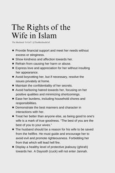 the rights of the wife in islam