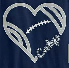 an image of a heart with a football on it and the word cowboys written in white