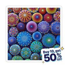 an image of colorful balls on the ground with price tag for 50 % off sale