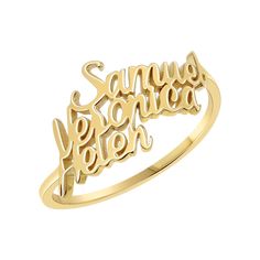 14K Gold Script Custom Triple Name Ring – Baby Gold Floating Diamond Ring, Custom Gold Jewelry, Personalized Gold Jewelry, Mom Ring, Name Ring, Moms Bracelet, Letter Ring, Name Rings, Gold Gifts