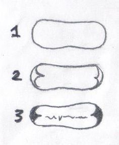 three different types of toothbrushes are shown in this drawing, with numbers and symbols on them