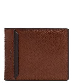 From Fossil&#x2C; this wallet features: (1) x bill compartment(2) x ID windows(2) x slide pockets(6) x credit card slotsApprox. 4.37" L x 0.75" W x 3.62" HInterior material of PVC/recycled polyesterExterior material of leatherImported. Fossil Wallets For Men, Dillard's, Medium Brown, Fashion Watches, Leather Wallet, Fossil, Credit Card, Card Holder, Mens Accessories