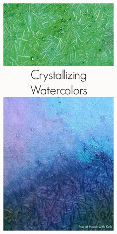 two different colored watercolors with the words crystalizing watercolors on them