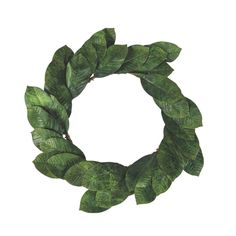 a green wreath made out of leaves on a white background