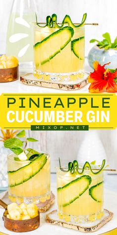 Escape to the tropics with this alcoholic mixed drink! You'll love every sip of this gin refresher. With a perfect blend of sweet and spicy notes, this pineapple cucumber gin recipe is a delicious and fun party drink!