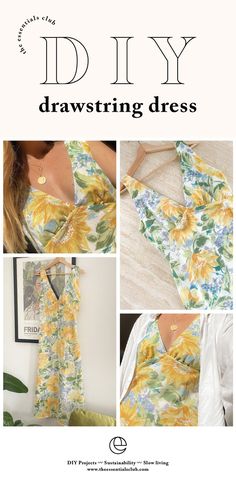 the instructions for how to make an easy dress with sunflowers and flowers on it