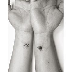 Mini Tats Ideas From Playground Tattoos - Arm Minimalist Tattoo Ideas - Simple Tattoos - #8 Small Dainty Tattoos For Sisters, Night And Day Matching Tattoos, Tattoo Idea Sisters, Space Matching Tattoos, Couple Minimalist Tattoo, Ying Yang Couple Tattoo, Matching Partner Tattoos, Sister Tattoos Sun And Moon, Matching Tattoos For Friends