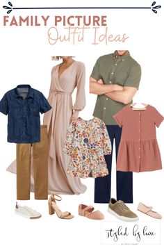 an image of family pictures with clothes and shoes