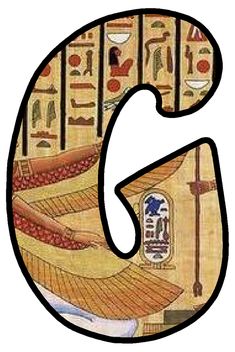 the letter c is made up of egyptian symbols and ancient writing, including hierograms