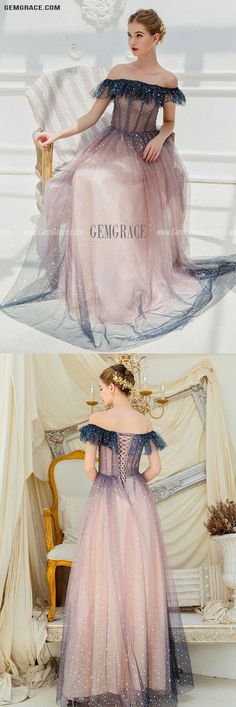 Off-shoulder Tulle Dress For Quinceanera, Off-shoulder Princess Prom Dresses, Princess Style Off-shoulder Prom Dress, Blue Glitter Tulle Ball Gown For Prom, Off-shoulder Tulle Gown For Prom Season, Off-shoulder Tulle Ball Gown For Prom Season, Off-shoulder Tulle Ball Gown For Prom, Bling Prom Dress, Bling Prom Dresses