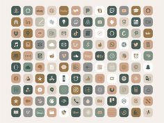 a large collection of flat icons in different colors and sizes, all with rounded shapes