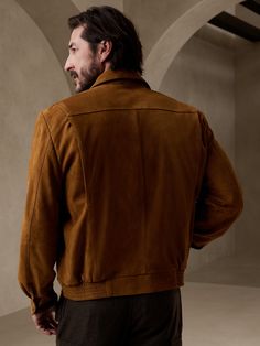 A reflection of our heritage made modern, this reissued suede jacket is sumptuous, handsome and easy to wear with a decadent-yet-rugged texture too compelling to leave in the past.  WARMER: Lightly lined so you can layer it through the seasons.  Poin The Seasons, Suede Jacket, Last Call, Leave In, Winter Sale, To Leave, Baby Shop, Banana Republic, Camel