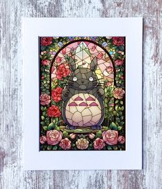 "\"Stained Glass Totoro 01\" (Get 10% off if you buy 3 or more, get 20% off if you buy 6 or more! - Discount is automatic at checkout) **This is a DIGITAL PRINT. No item will be shipped** If you need a printed copy, you can get it here: https://www.etsy.com/listing/1536820367 A piece of fan art by Luminaria Designs inspired by My Neighbor Totoro. This is a personal, original and home made artwork and it is not affiliated at all with the brand.  You will receive a high resolution jpg file you can Anime Studio Ghibli, Ghibli Background, Art Studio Ghibli, Stained Glass Tattoo, Glass Tattoo, Anime Studio, Studio Ghibli Background, Art Geek, Neighbor Totoro