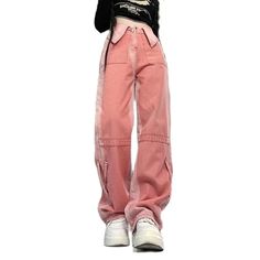 y2k-kawaii-fashion-Baggy Pink Cargo Trouser-Pink-XS-Pinky Dollz Y2k High Rise Baggy Pants, Y2k High Rise Cargo Jeans For Fall, 90s High-waisted Jeans For Streetwear, Baggy Pink Cargo Jeans For Streetwear, Spring Y2k Streetwear Pants, Retro High Waist Cargo Jeans For Spring, Y2k Straight Leg Bottoms For Spring, Y2k Straight Leg Pants For Spring, 90s High-waist Cargo Jeans For Streetwear