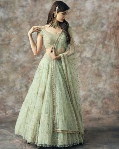 Coktail Party, Elegant Lehenga, Wedding Lehenga Designs, Lehnga Dress, Designer Bridal Lehenga, Green Lehenga, Choli Designs