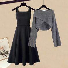 Autumn and Winter Fashion Women's Set New Korean Edition Design Sense Cross Sweater Slim Slim Slim Knitting Sweater, Cute Dress Outfits, Fishtail Dress, Trendy Dress Outfits, Quick Outfits, Stylish Dress Book, Easy Trendy Outfits, Stylish Dress Designs, Simple Trendy Outfits