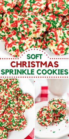 soft christmas sprinkle cookies on a plate