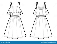 the front and back view of a dress